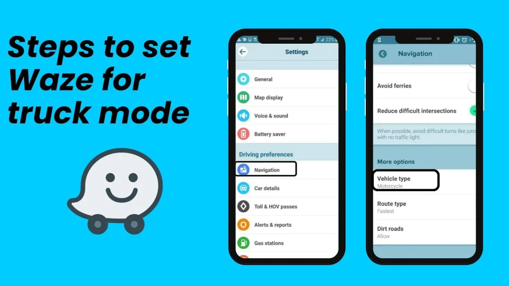 How To Set Waze For Truck Route Select Your Vehicle Type