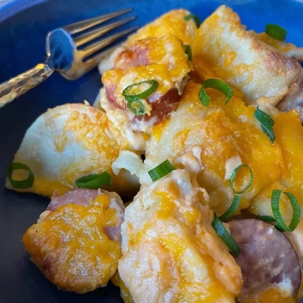 Crockpot Pierogi Casserole with Kielbasa
