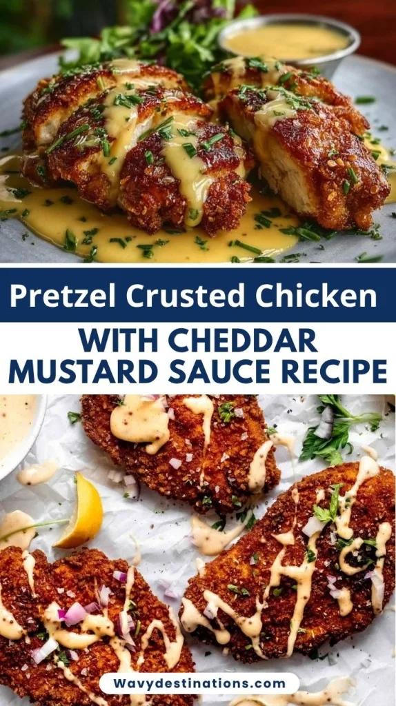 Pretzel Crusted Chicken with Cheddar Mustard Sauce 5 Pretzel Crusted Chicken with Cheddar Mustard Sauce