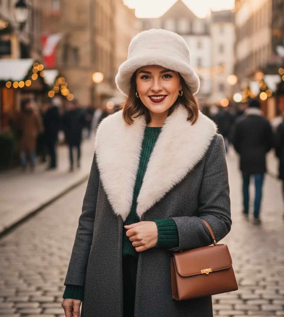 Plush Fur Bucket Hat with a Faux Fur Collar