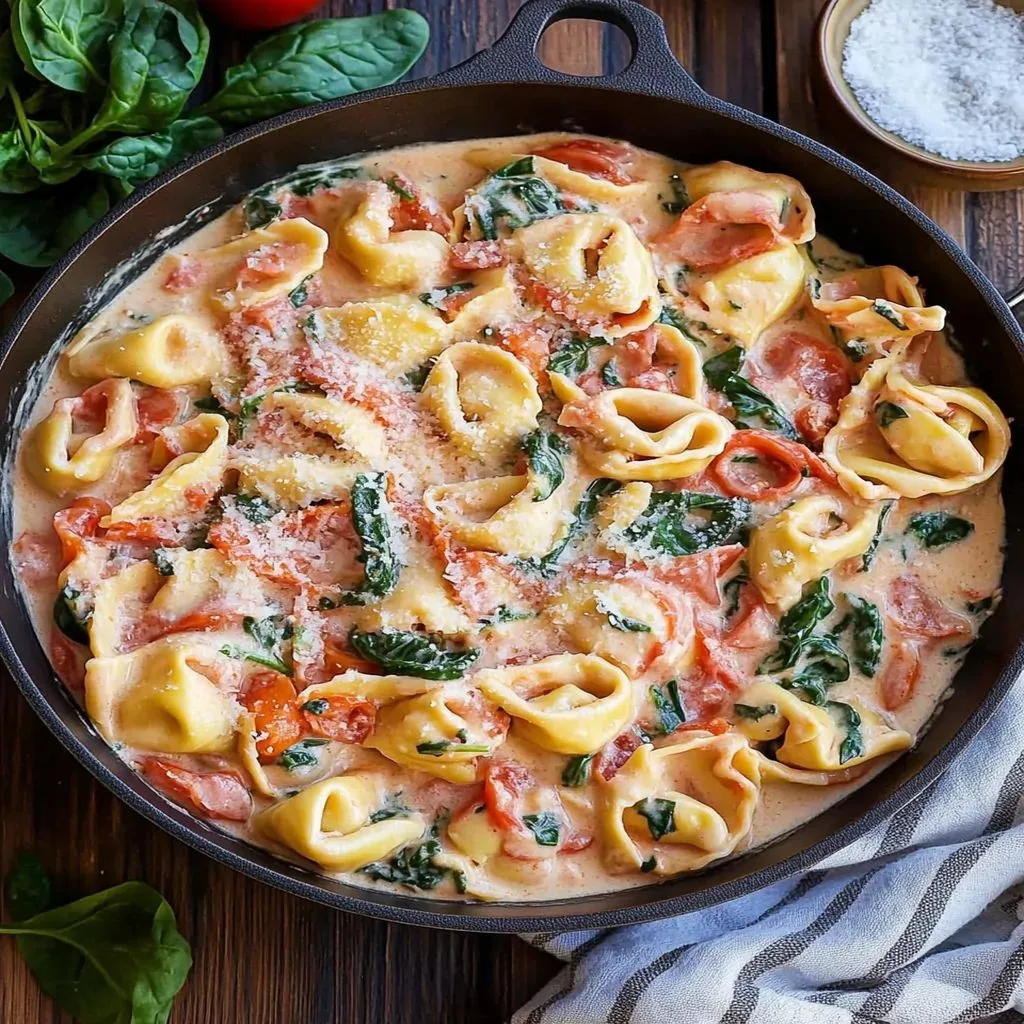 Creamy Tortellini with Spinach and Tomatoes