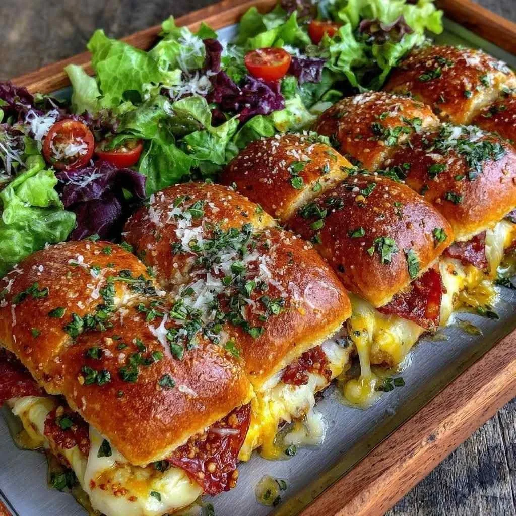 Pull Apart Roasted Garlic Pizza Dip Sliders Recipe