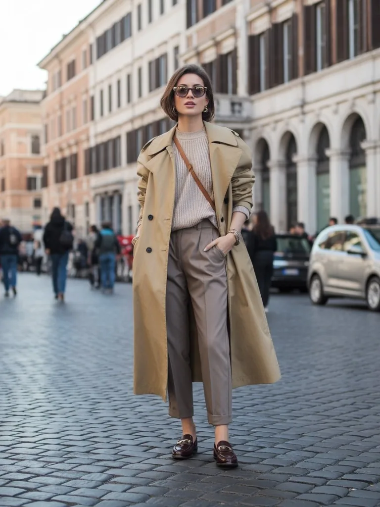 Chic Trench Coat Look for Strolling Through Rome
