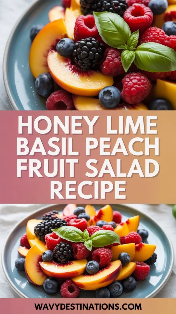 Honey Lime Basil Peach Fruit Salad