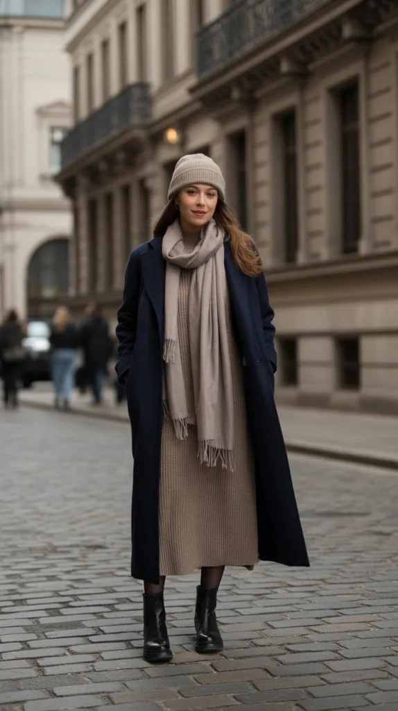 10 Rome Italy Outfit Winter: Stay Stylish and Warm in the Eternal City 6 Sweater Dress with Layered Coat