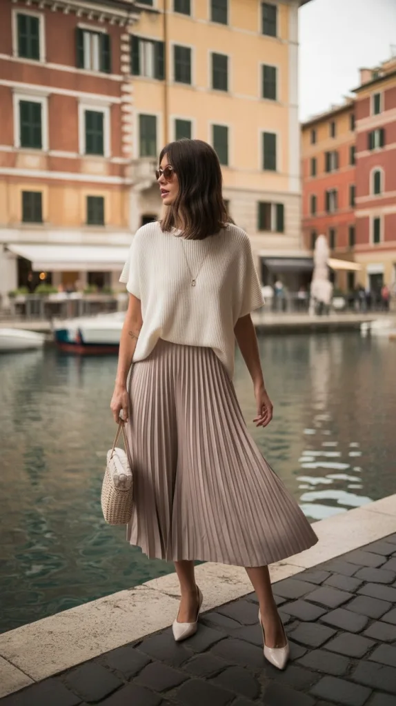 Portofino Italy Outfit: 10 Stylish Looks for Your Riviera Escape 7 Soft Knit Sunset Look