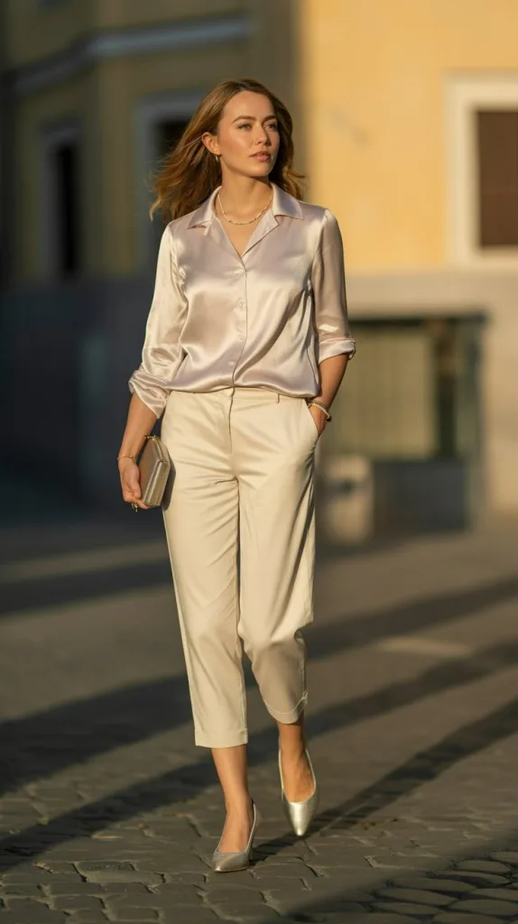 Capri Pants & Silk Tunic