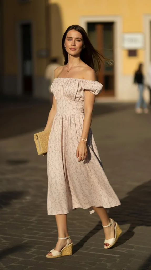 Off-the-Shoulder Midi Dress