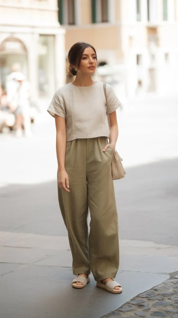 Linen Jumpsuit with Short Sleeves