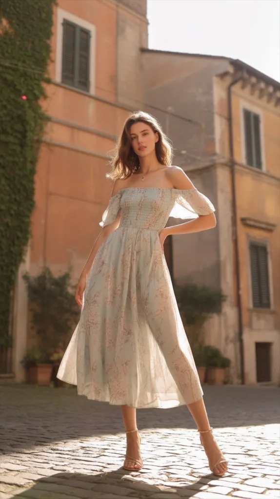 Off-the-Shoulder Midi Dress