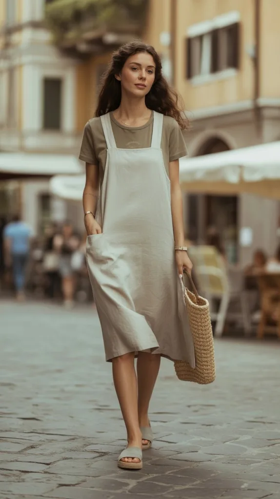 Linen Pinafore Dress
