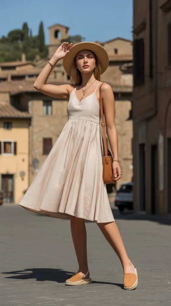 A Line Sundress with Comfortable Espadrilles