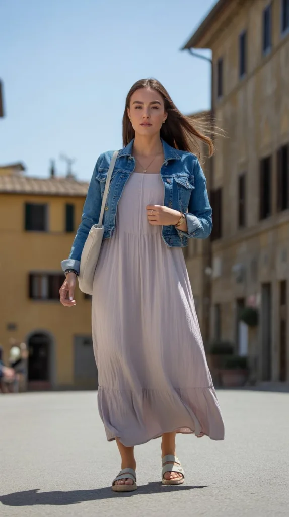 Lightweight Maxi Dress with a Denim Jacket