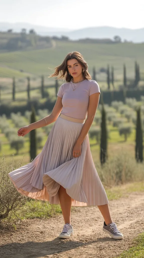 Pleated Skirt + Fitted Tee