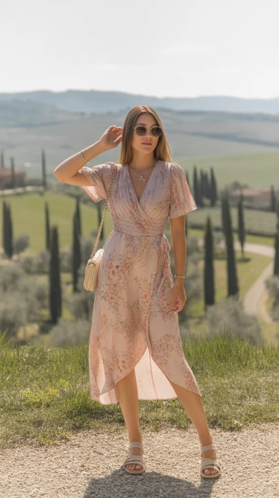 Wrap Dress + Comfortable Sandals
