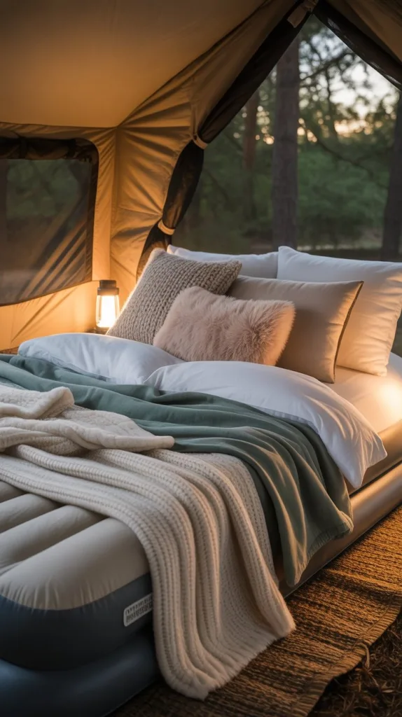Luxury Camping: 10 Dreamy Setups for a Premium Camping Escape 7 Sink into Comfortable Bedding