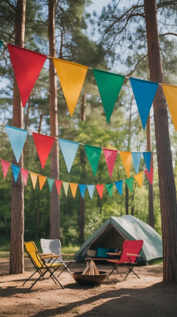 Luxury Camping: 10 Dreamy Setups for a Premium Camping Escape 9 Decorate with Triangle Flags