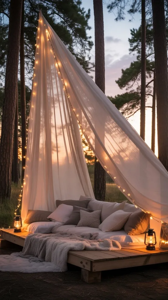 Luxury Camping: 10 Dreamy Setups for a Premium Camping Escape 6 Install a Hanging Canopy for Romance