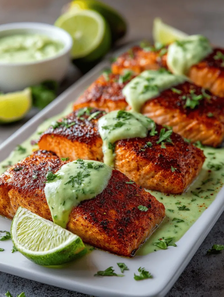 Baked Cajun Salmon with a Smooth and Creamy Avocado Lime Sauce Recipe