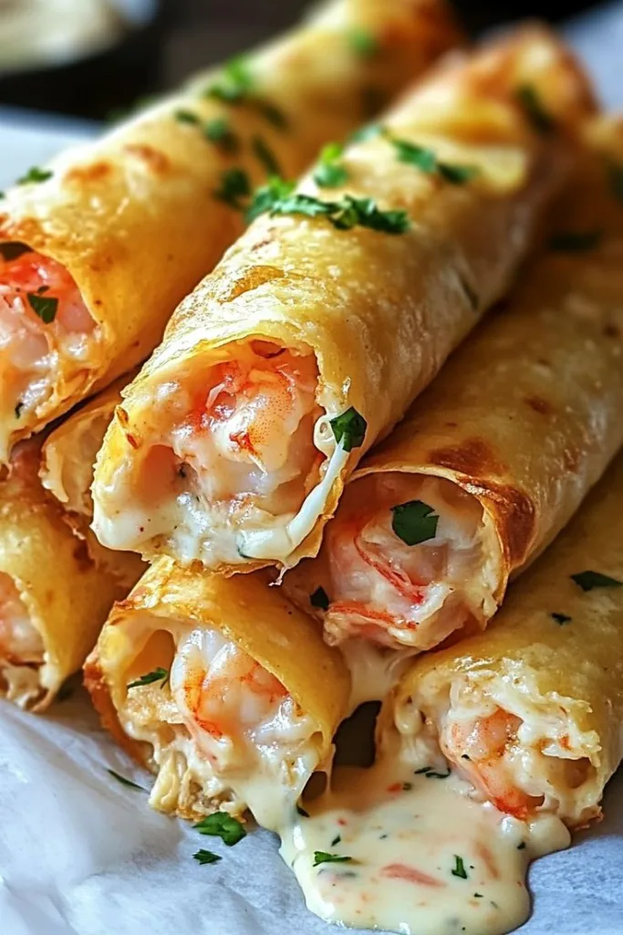 Crispy Crab and Shrimp Queso Taquitos