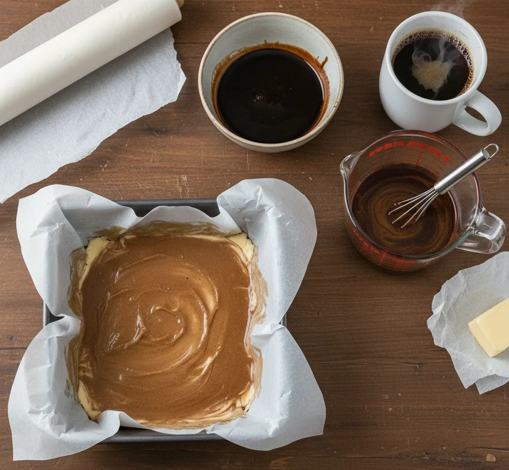 Prepare the Pan and Wet Ingredients