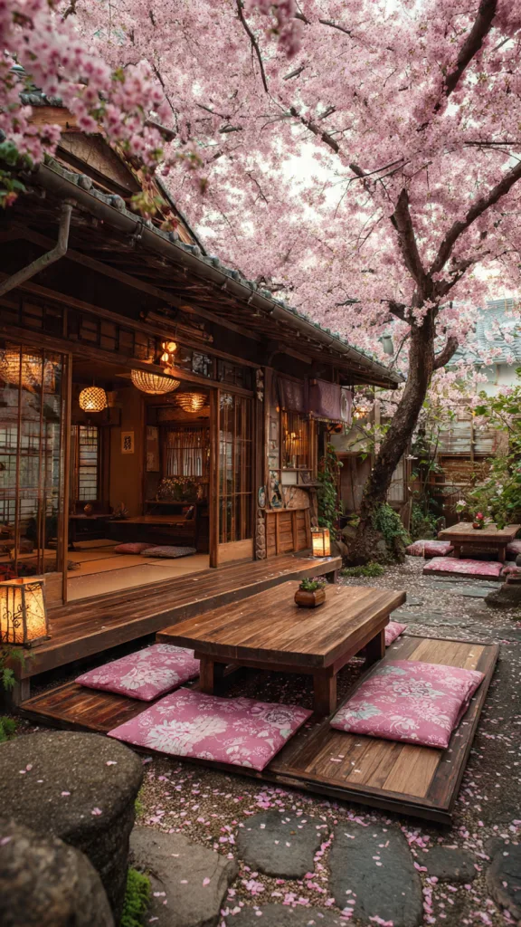 10 Best ACNH Restaurant Ideas to Transform Your Island 6 Cherry Blossom Teahouse