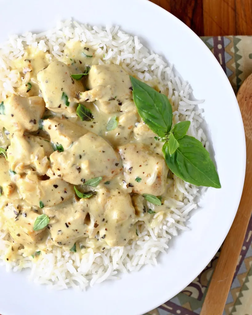 Basil Chicken in Coconut Curry Sauce Recipe 2 Basil Chicken in Coconut Curry Sauce