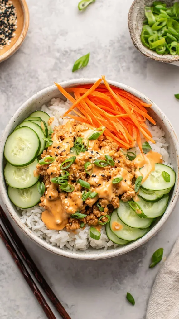 Ground Turkey Rice Bowls with Bang Bang Sauce 2