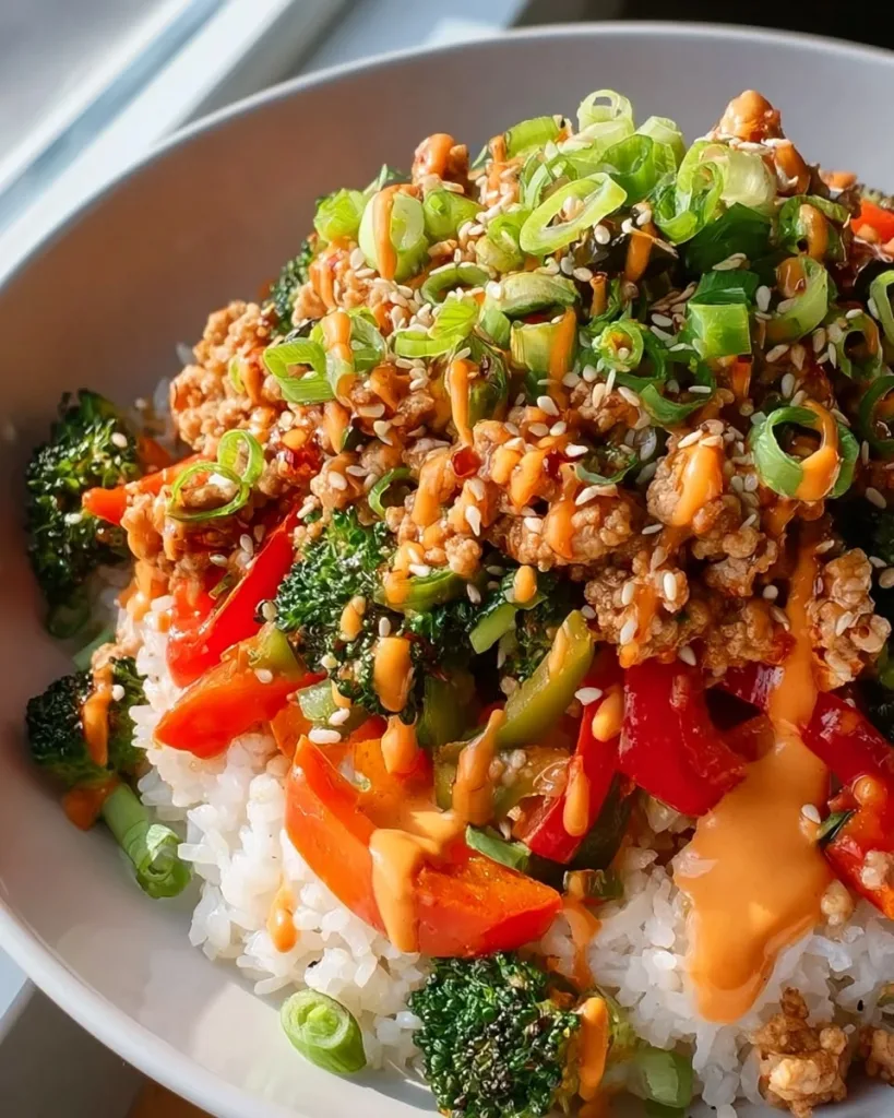 Ground Turkey Rice Bowls with Bang Bang Sauce Recipe