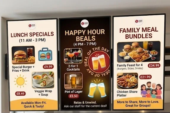 10 Digital Menu Boards Restaurants Improve Modern Dining Today 6 Promotional Offer Menu Boards
