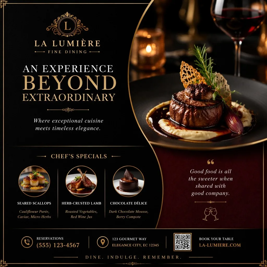 10 Restaurants Flyer Design Ideas That Attract More Customers 3 Elegant Fine Dining Flyer Design