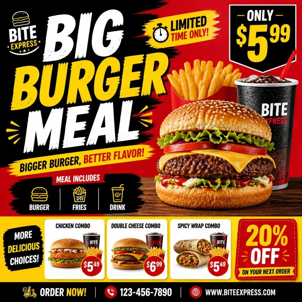 10 Restaurants Flyer Design Ideas That Attract More Customers 2 Bold Fast Food Flyer Design