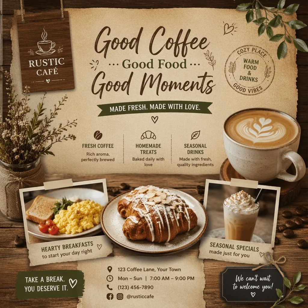 10 Restaurants Flyer Design Ideas That Attract More Customers 4 Rustic Café Flyer Design
