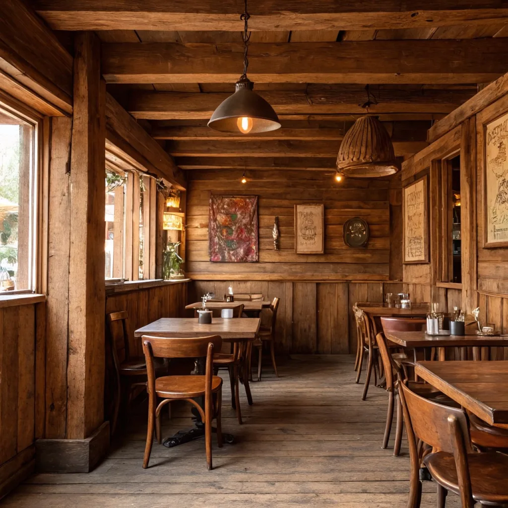 Rustic Wooden Restaurants Background