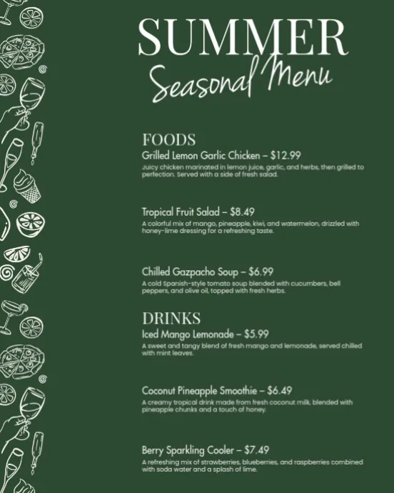 Seasonal Menu Layout