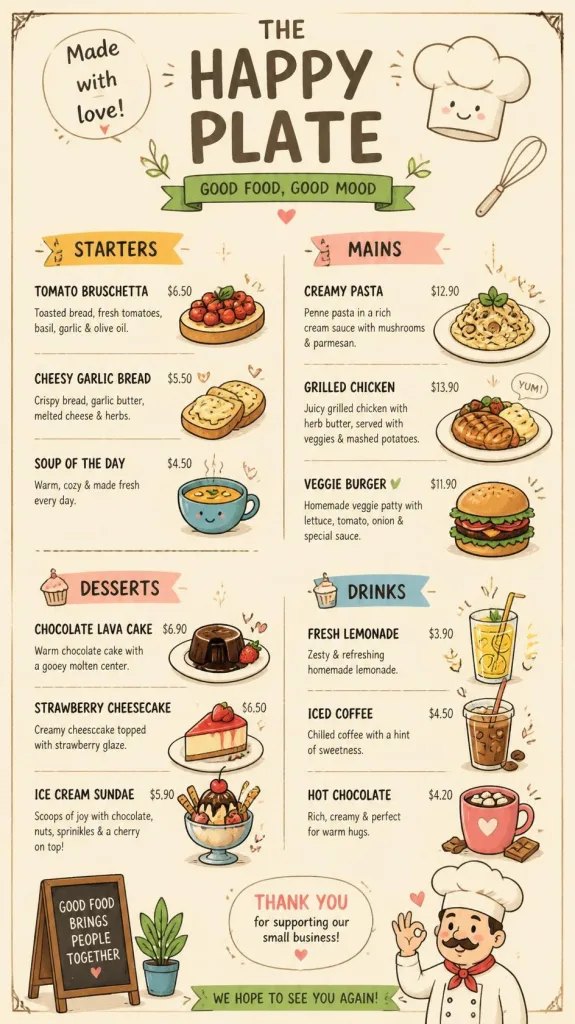 Illustrated Food Menu Design