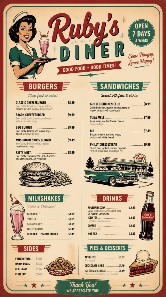 Vintage-Inspired Menu Design