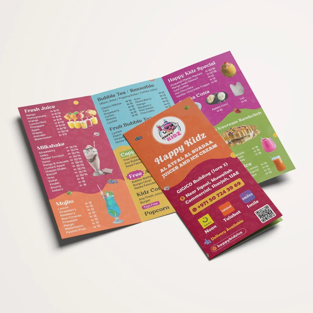 Interactive Kids Menu Design