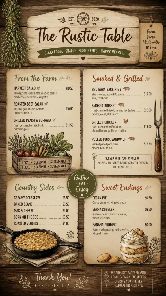 Rustic Wooden Theme Menu
