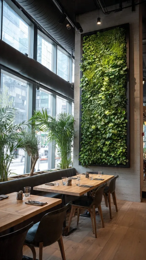 10 Plants in Restaurants with Stunning Green Interior Ideas 1 Living Green Wall Feature