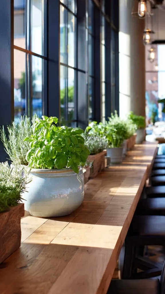 10 Plants in Restaurants with Stunning Green Interior Ideas 4 Herb Garden Dining Area