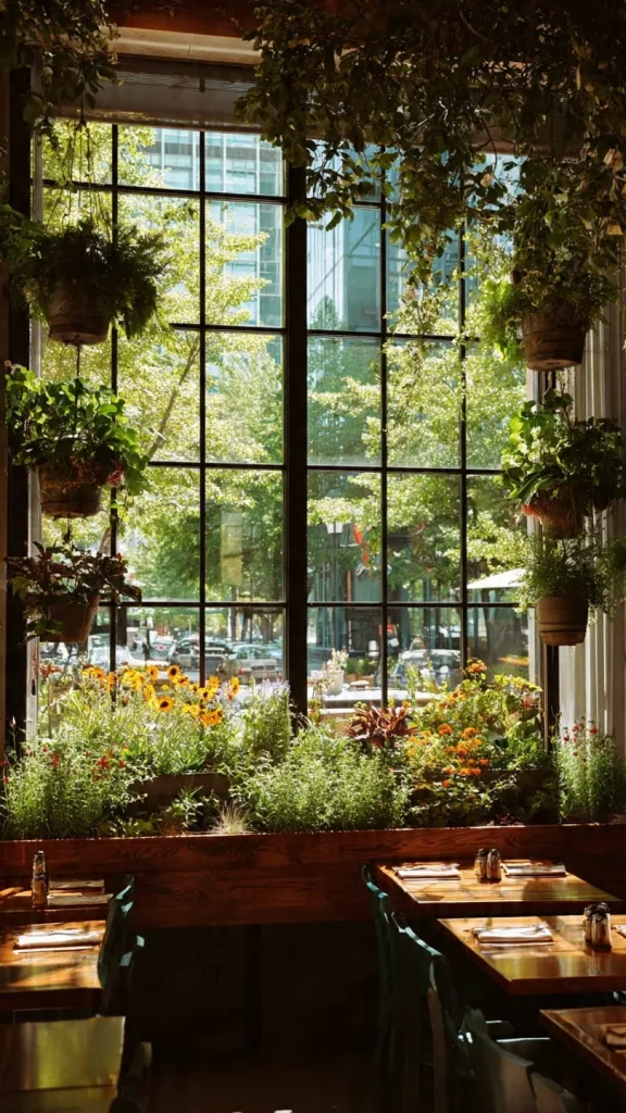 10 Plants in Restaurants with Stunning Green Interior Ideas 8 Window Plant Garden