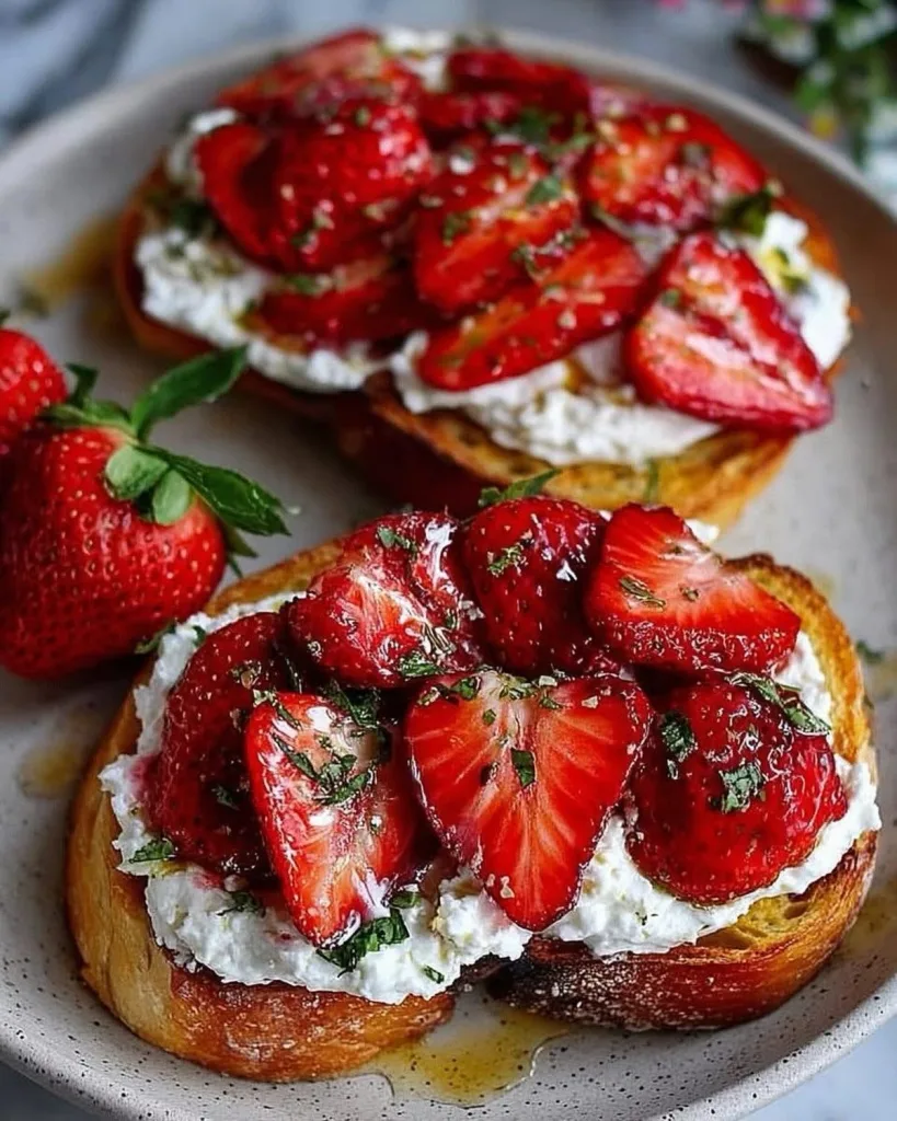 Roasted Strawberry Whipped Ricotta Toast