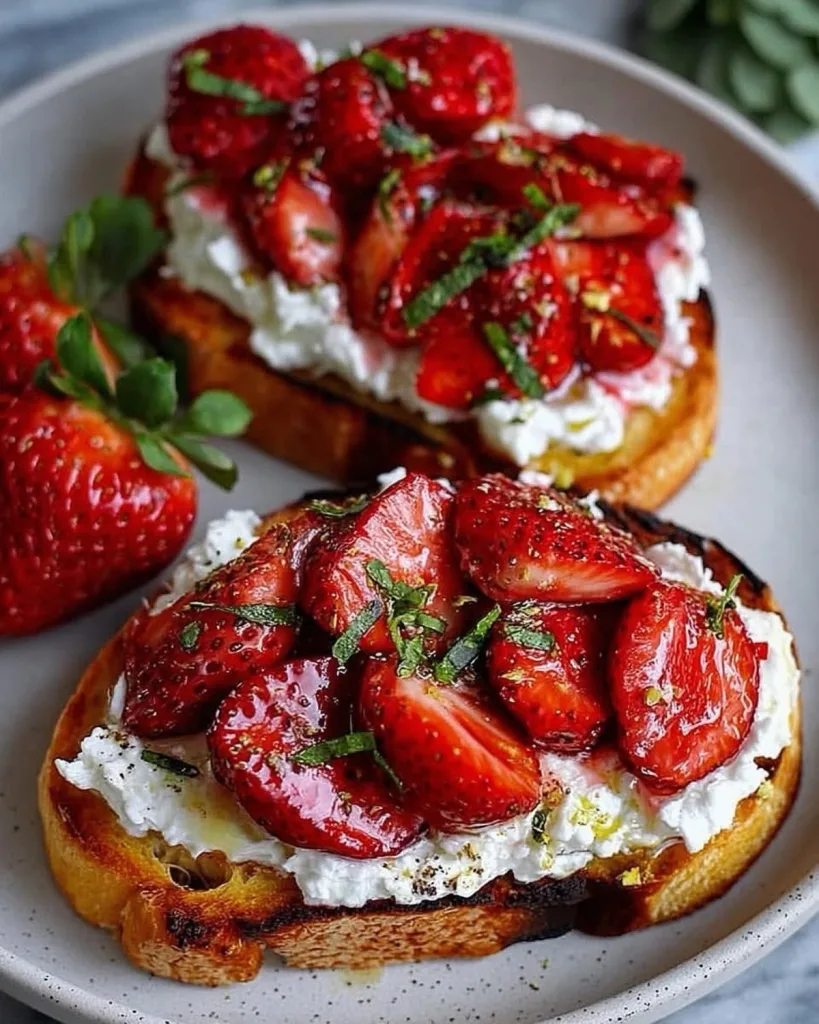 Roasted Strawberry Whipped Ricotta Toast