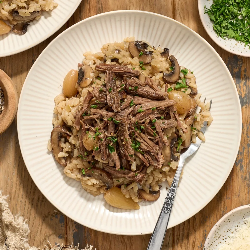 Beef Short Ribs with Mushroom Risotto Recipe 1 Beef Short Ribs with Mushroom Risotto
