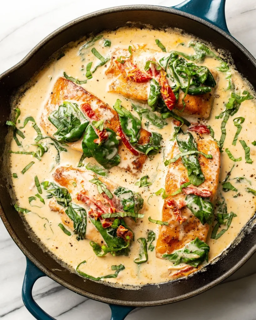 Creamy Garlic Tuscan Salmon Skillet Recipe 2 Creamy Garlic Tuscan Salmon Skillet