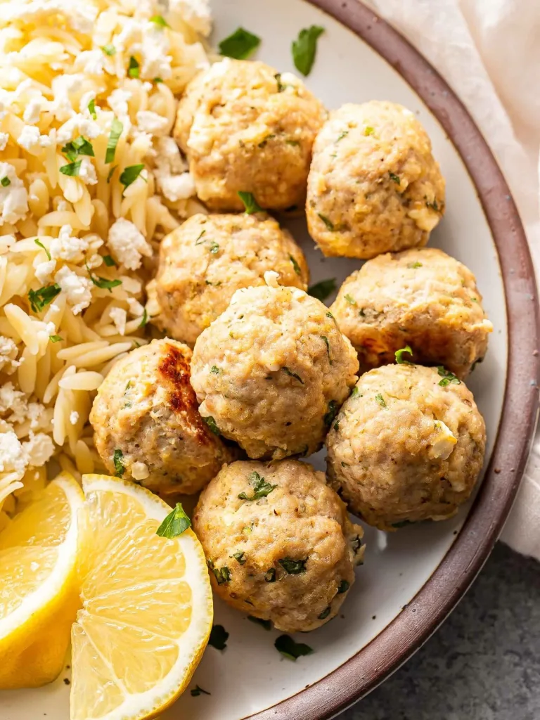 Greek Turkey Meatballs with Lemon Herb Rice Recipe 1 Greek Turkey Meatballs with Lemon Herb Rice
