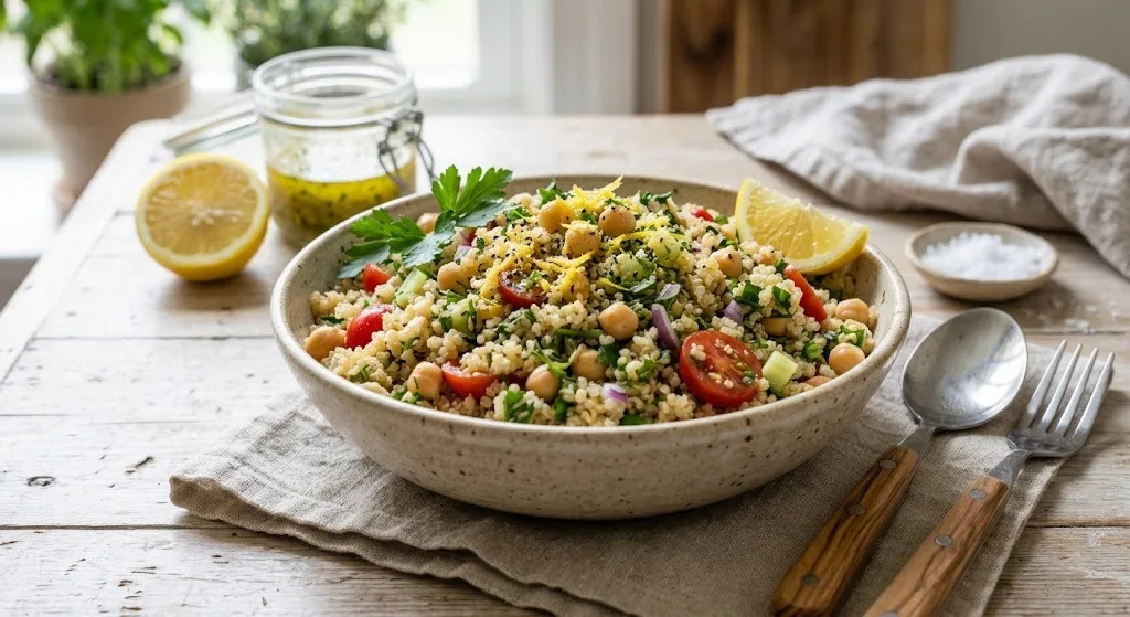 Lemon Herb Quinoa with Garbanzo Beans Recipe 2 Lemon Herb Quinoa with Garbanzo Beans