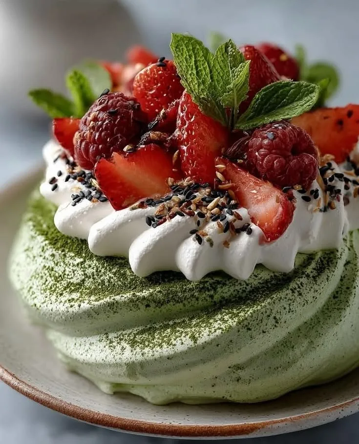 Matcha Coconut Pavlova Recipe 2 Matcha Coconut Pavlova