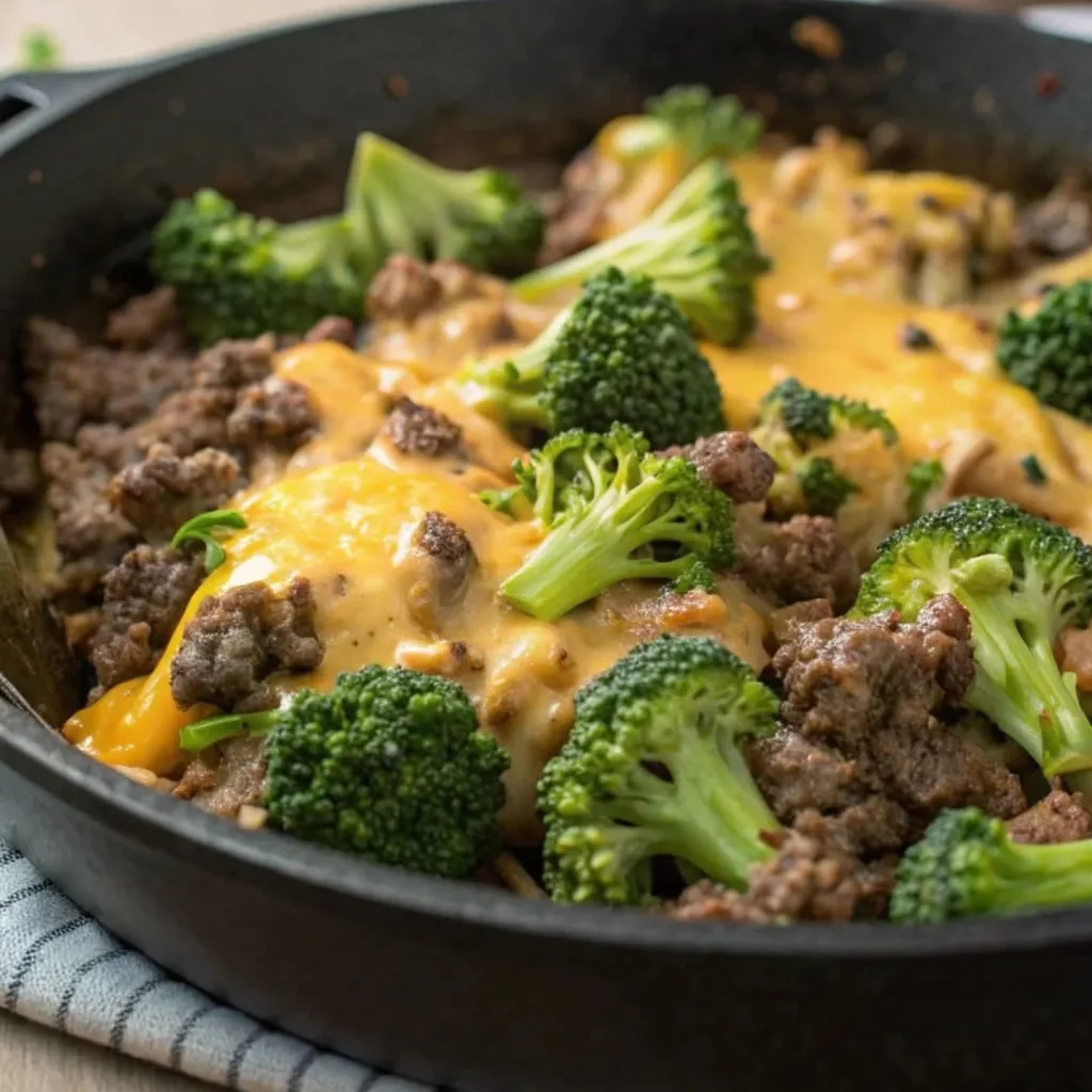 Keto Hamburger Broccoli Skillet Recipe 2 Keto Hamburger Broccoli Skillet
